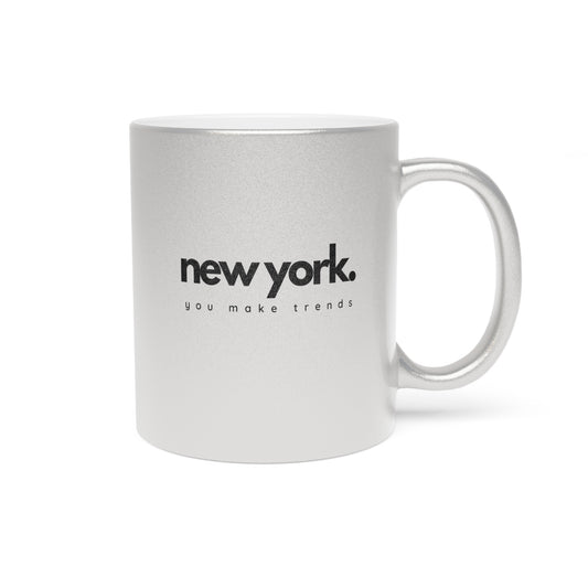 new york metallic silver mug.