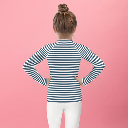 YMT classics kids long sleeve rash guard swim top UPF50 by day mariniere sailor stripes.