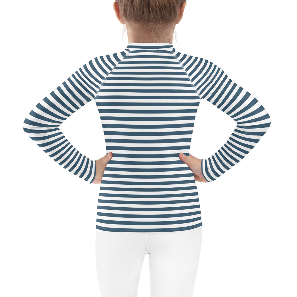 YMT classics kids long sleeve rash guard swim top UPF50 by day mariniere sailor stripes.