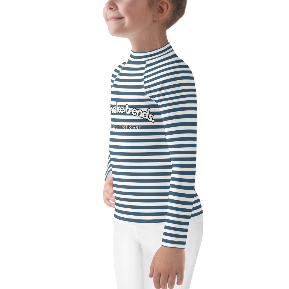 YMT classics kids long sleeve rash guard swim top UPF50 by day mariniere sailor stripes.