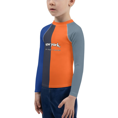 kids long sleeve rash guard swim top UPF50 new york by night colorblock grey.