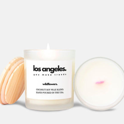 los angeles wildflowers candle frosted glass - special edition pink wick